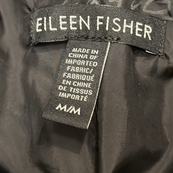 Eileen Fisher M Elegant Black Car Coat Outerwear puffer thigh length commuter - Picture 2 of 10